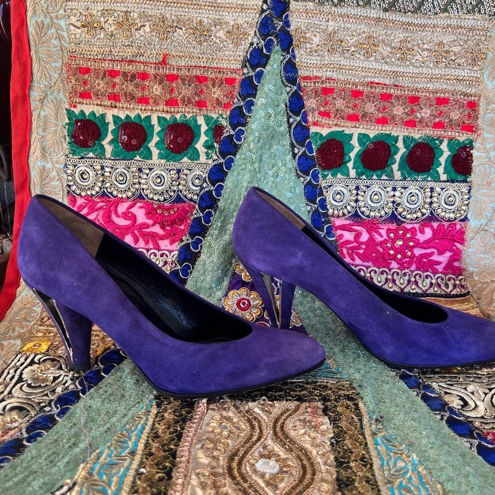 VTG 80s Charles Jourdan Paris Designer Purple Suede Shoes